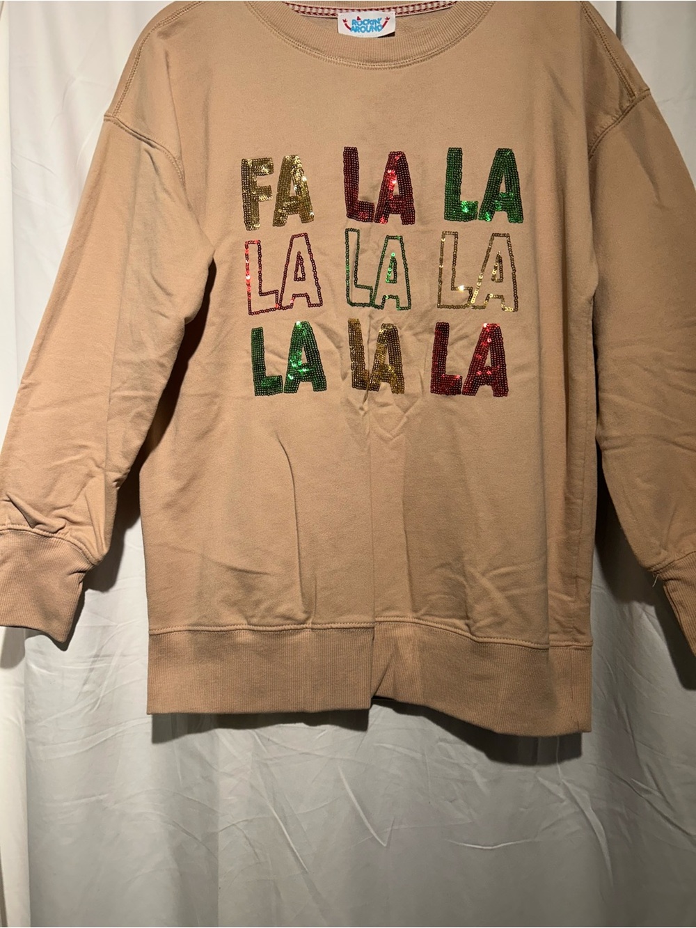 Rockin’ Around Fa La La Sequin Christmas Sweatshirt Small